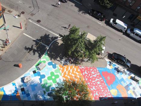 Tableau peint sur la chaussée à New York, dans le cadre du NYC Dot Art Program. © New York City Department of Transportation, 2014.