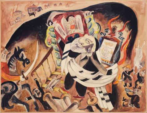 Issachar Ber Ryback (1897-1935), série Pogrom, 1919-1921, crayon, encre de Chine et gouache sur papier, 35 x 45 cm. © Archives Galerie Le Minotaure