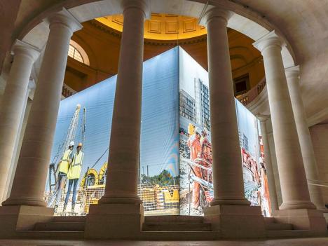 Vue de la Biennale d'architecture et du paysage, pavillon du Grand Paris Express à l'espace Richaud, Versailles. © Ville de Versailles / Marc O. Carion