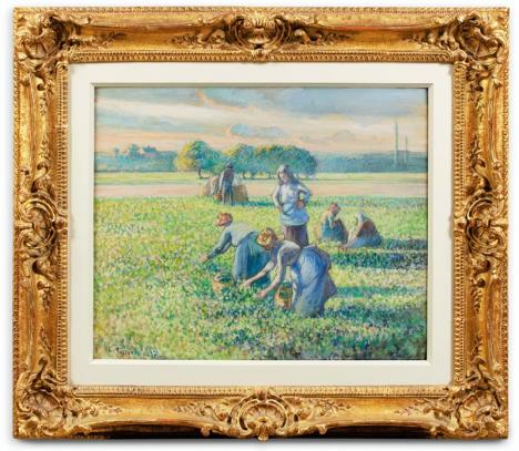 Camille Pissarro (1830-1903), La cueillette des pois, 1887, gouache sur papier collé sur carton, 53,7 x 64,5 cm © Photo Sotheby's