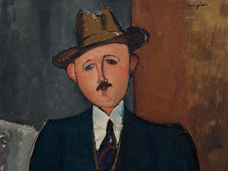 Amedeo Modigliani Homme assis appuyé sur une canne (détail)