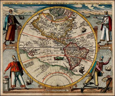 Carte de l'Amérique réalisée par Theodore de Bry en 1596. © Picryl, Public domain