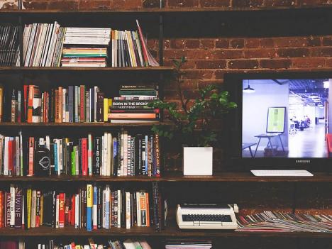 Une télévision à côté d'une bibliothèque. © StartupStockPhotos, Pixabay License