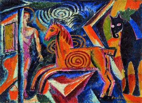 Davyd Burliuk, Carousel, 1921, huile sur toile, 33 x 45 cm. © National Art Museum of Ukraine