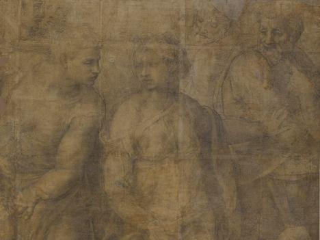 Michel-Ange (1475-1564), L'Epiphanie (détail), c. 1550-1553, craie de carton préparatoire sur papier, 232 x 165 cm. © The Trustees of the British Museum