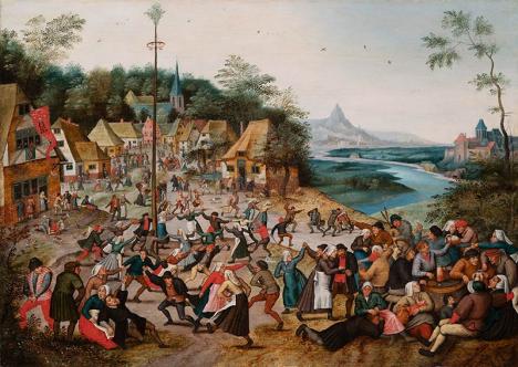 Peter Brueghel le Jeune (1564-1636), La Kermesse de saint Georges et la ronde autour de l'arbre de mai, 1627, 54,6&nbsp;x 75,7&nbsp;cm. © Galerie De Jonckheere