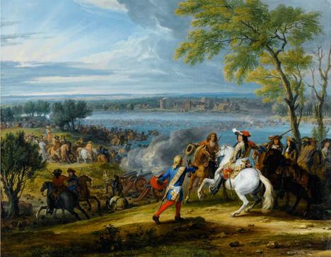 Adam François van der Meulen (1632-1690), Le Passage du Rhin, 12 juin 1672, huile sur toile, 66 x 82 cm. © Sotheby's, public domain