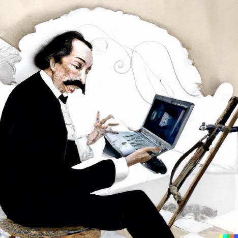 Image générée par Dall-E : Salvador Dalí créant une image sur un ordinateur. © OpenAI