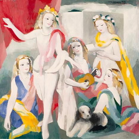 Marie Laurencin (1883-1956), La Répétition, 1936, huile sur toile, 120 x 120 cm, Paris, Centre Pompidou. © Foujita Foundation © MNAM-CCI dist. RMN-GP © ADAGP Paris 2023