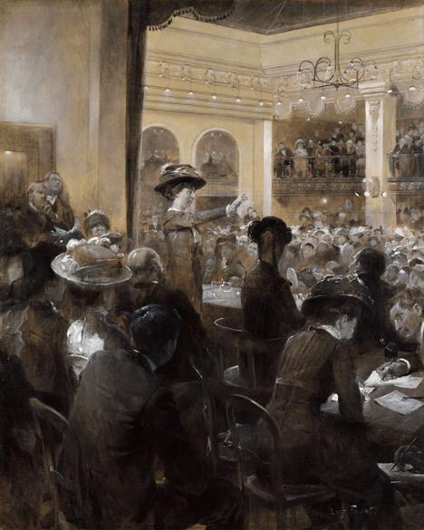 Léon Fauret (1863-1955), Madame Maria Vérone à la tribune, 1910, 76 x 60 cm, huile sur toile © AFéMuse