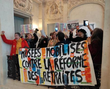 Mouvement de grève contre la réforme des retraites au Musée Picasso, 14 mars 2023. © Sindbad Hammache pour LeJournaldesArts.fr 