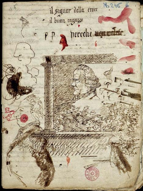 Eugène Delacroix (1798-1863), Cahier de classe, 1815, plume et encre noire, fol. 1, 22 x 17 cm Paris, bibliothèque de l’Institut national d’histoire de l’art. © INHA