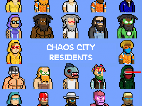 Personnages de la série de NFT Chaos City : Residents, créée en décembre 2022. © ChaosCityETH