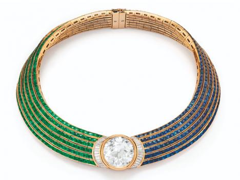 Collier de diamants, saphirs et émeraudes de la collection Heidi Horten. © Christie's Images Ltd 2023