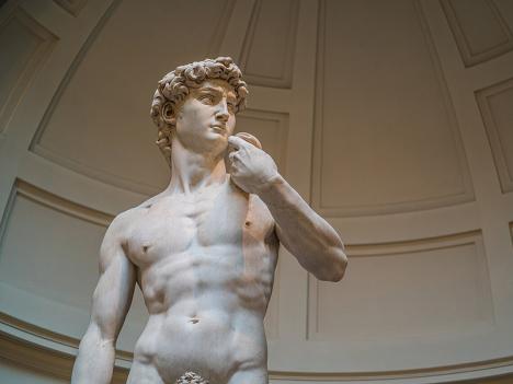 Michel-Ange, David, 1501-1504, marbre, 517 x 199 cm, Galerie de l'Académie de Florence. © Nan Palmero, 2021, CC BY 2.0