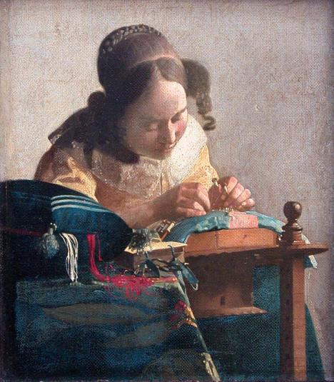 Johannes Vermeer (1632-1675), La Dentellière, c. 1669, huile sur toile, 24 x 21 cm, Paris, Musée du Louvre. © PD-Art