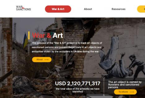 Page d'accueil de la base de données War & Art. © NACP