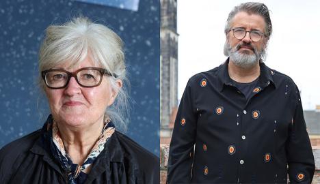 Vija Celmins et Olafur Eliasson en mai 2023. ©️ The Japan Art Association / The Sankei Shimbun