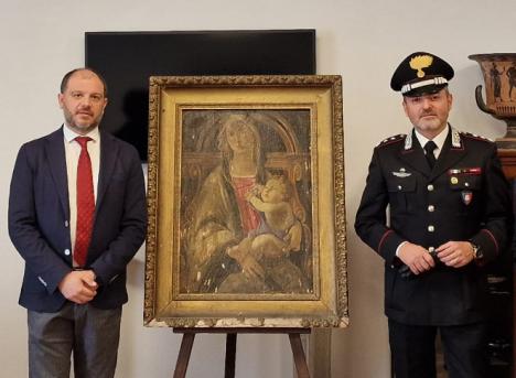 La Madone des Grâces de Botticelli, tableau retrouvé à Naples par les carabiniers italiens. Courtesy Soprintendenza ABAP Napoli