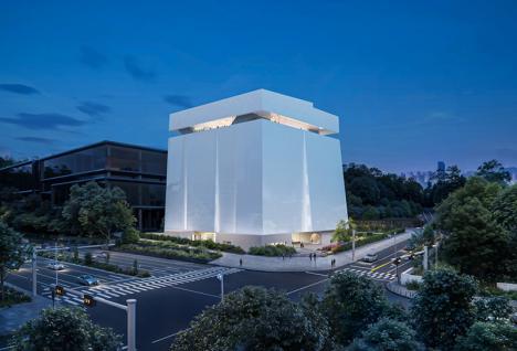 Vue de nuit du projet Seoripul Open Art Storage, Séoul. © Herzog & de Meuron