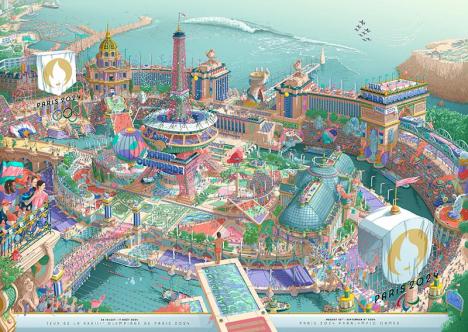 Affiche officielle des Jeux Olympiques et Paralympiques de Paris 2024, illustrée par Ugo Gattoni
