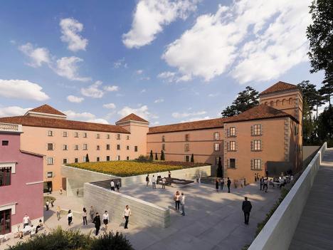 Vue d'architecte du futur musée Carmen Thyssen dans l’enceinte du monastère Sant Feliu de Guixols. © Nieto Sobejano Arquitectos