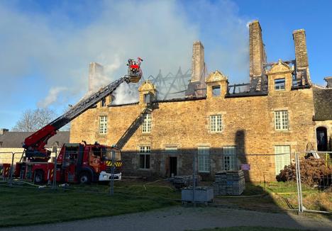 Incendie du Manoir de Kernault à Mellac (Finistère), 12 janvier 2025. © Finistère.gouv.fr 