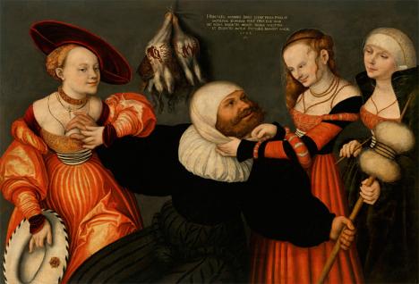 Lucas Cranach l'Ancien (1472-1553), Hercule et Omphale, 1532, huile sur panneau, transférée sur toile, 83,3 x 122,3 cm, adjugé 1,85 M$ (frais compris) le 5 février 2025  © Christie's Images Ltd. 2025