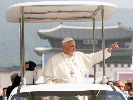 Le pape François lors d'un voyage en Corée du Sud. © Korean Culture and Information Service, 2014, CC BY 2.0