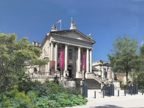Projection 3D du projet The Clore Garden autour de la Tate Britain. © Tom Stuart-Smith