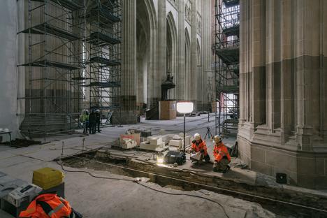 Chantier de rénovation de la cathédrale de Nantes, état des travaux en février 2025. © David Gallard