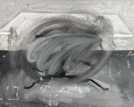 Gerhard Richter, Tisch [Table], 1962, huile sur toile, 90 x 113 cm, collection particulière. © Gerhard Richter 2025 © Jennifer Bornstein