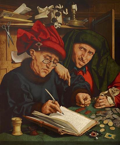 Quentin Massys, <em>Les collecteurs d’impôts</em>, fin des années 1520, huile sur bois, 86,4 x 71,2 cm, collections princières du Liechtenstein, Vaduz/Vienne