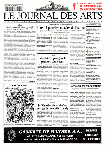 La couverture du n°1 du Journal des Arts