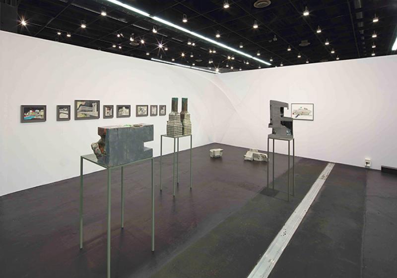 Les oeuvres d'Isa Melsheimer sur le stand partagé des galeries Jocely Wolff, Rosemarie Schwarwälder et Esther Schipper à Art Cologne, 2018
