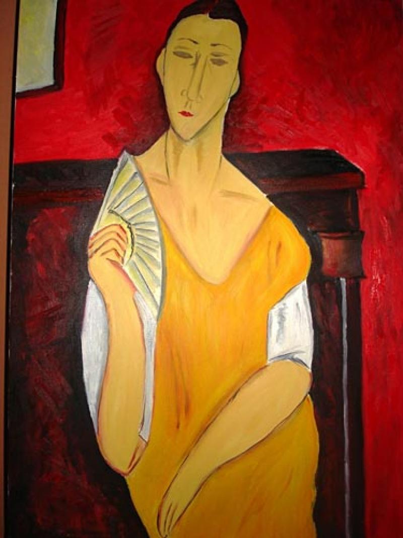 Amedeo Modigliani « La Femme à l'éventail » (1919) - 100 x 65 cm