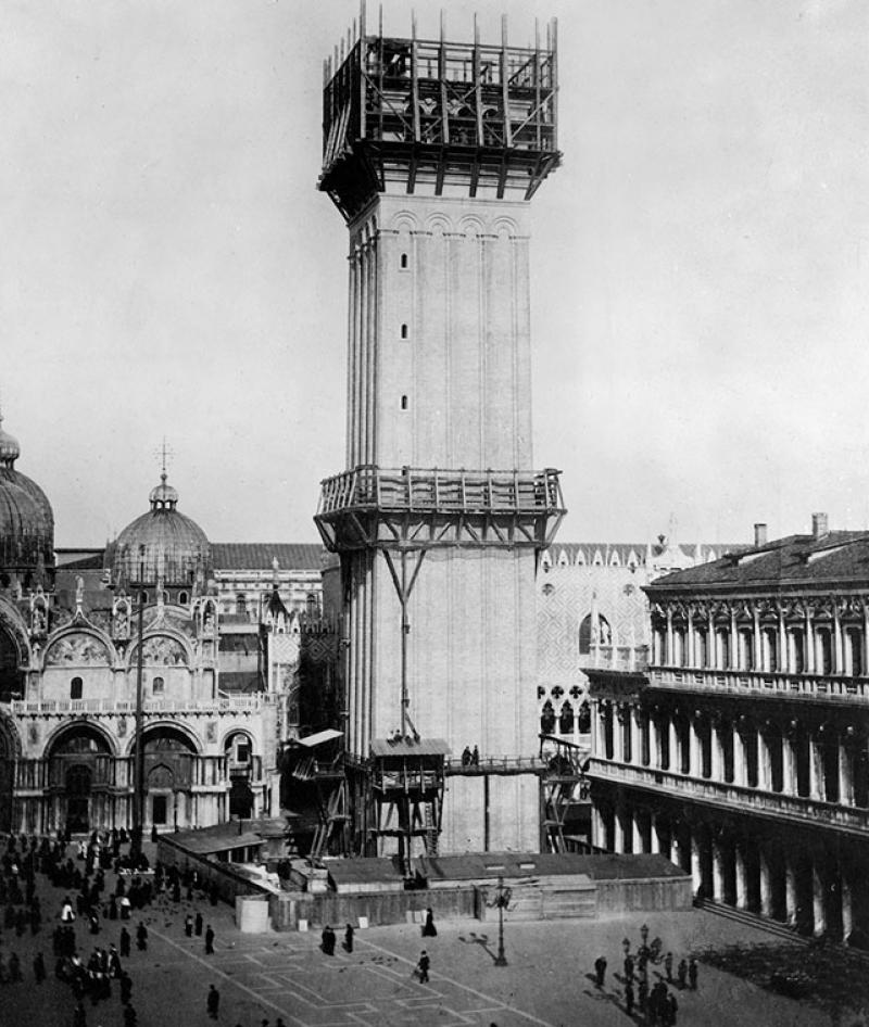 Campanile Saint-Marc Venise reconstruction © Library of Congress