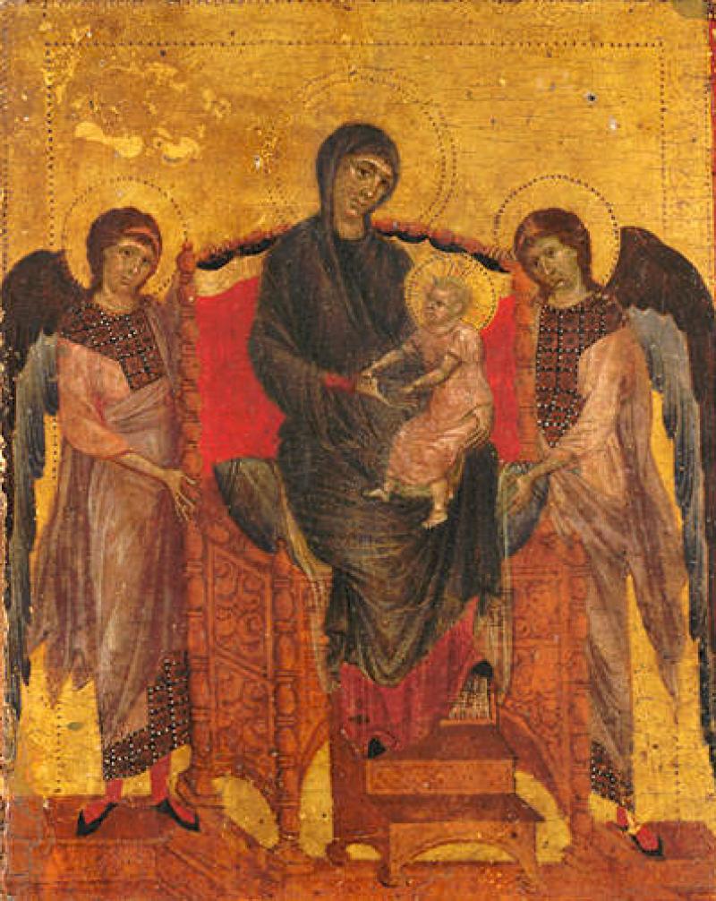 Cimabue (1240-1302), Vierge à l’Enfant trônant entourée de deux anges, collection National Gallery Londres