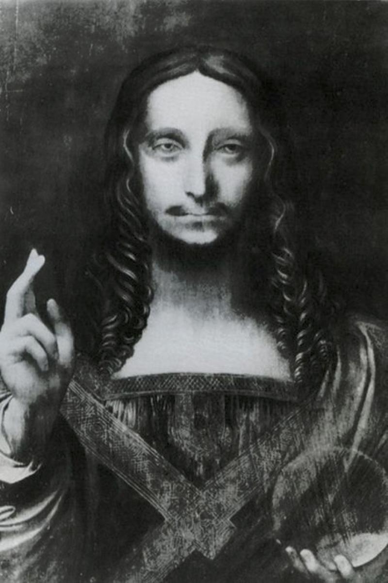 Attribué à Léonard de Vinci : Salvator Mundi - état 1910