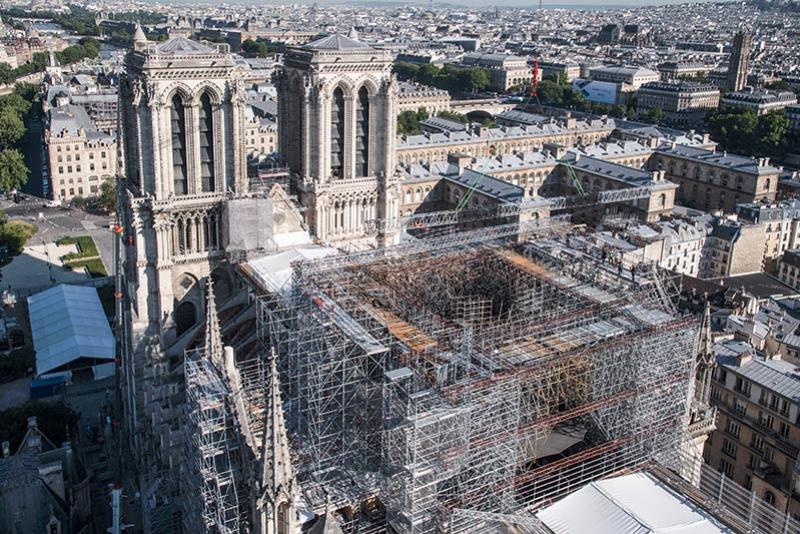 L'échafaudage de la cathédrale Notre-Dame de Paris. © Pascal Tournaire / Jarnias - juin 2020