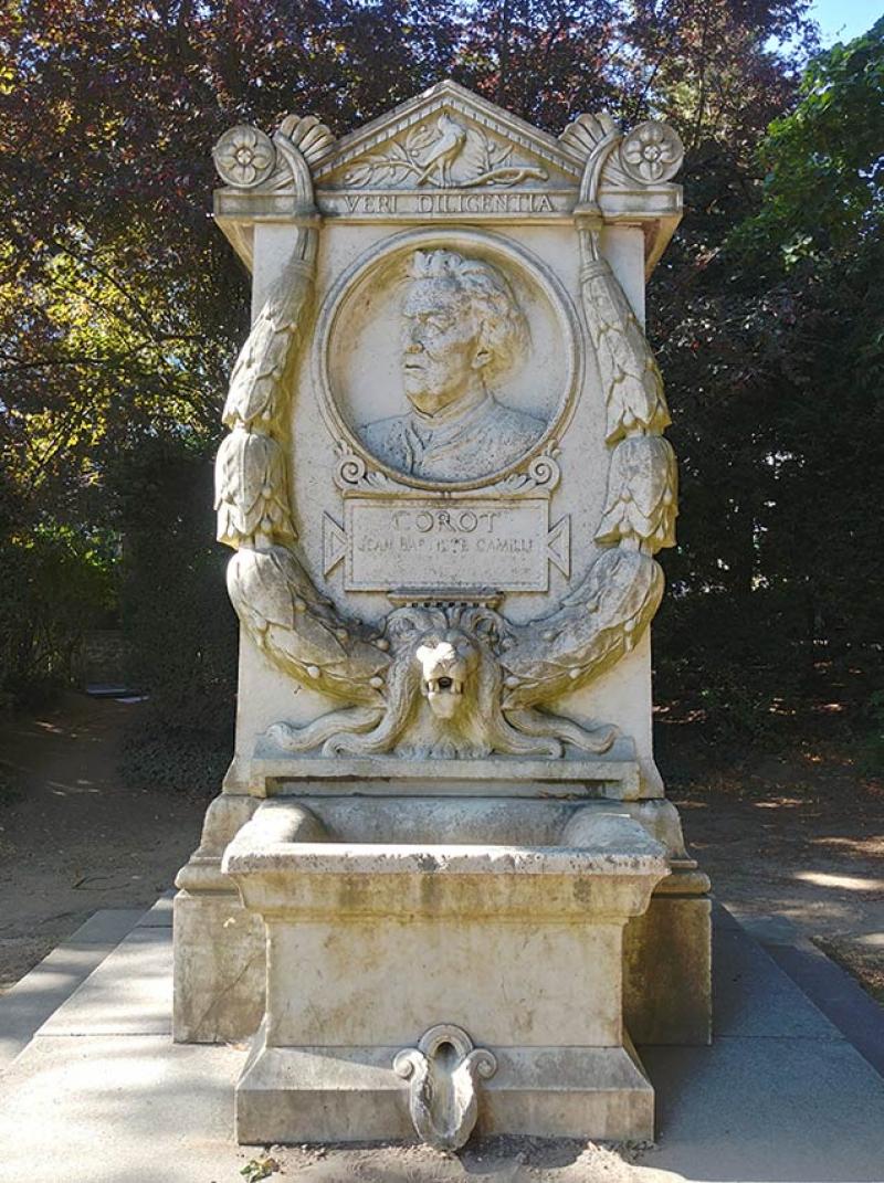 Monument à Jean-Baptiste Camille Corot au bord de l'Étang neuf de Ville-d'Avray, 1880. Sculpteur Adolphe-Victor Geoffroy-Dechaume © Photo Ludosane pour LeJournaldesArts.fr, 2020