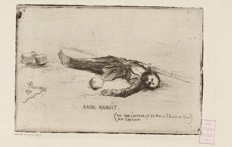 Pilotell, Raoult Rigault, 24 mai 1871, eau-forte, 25 x 36 cm. © Paris Musées / Musée Carnavalet - Histoire de Paris
