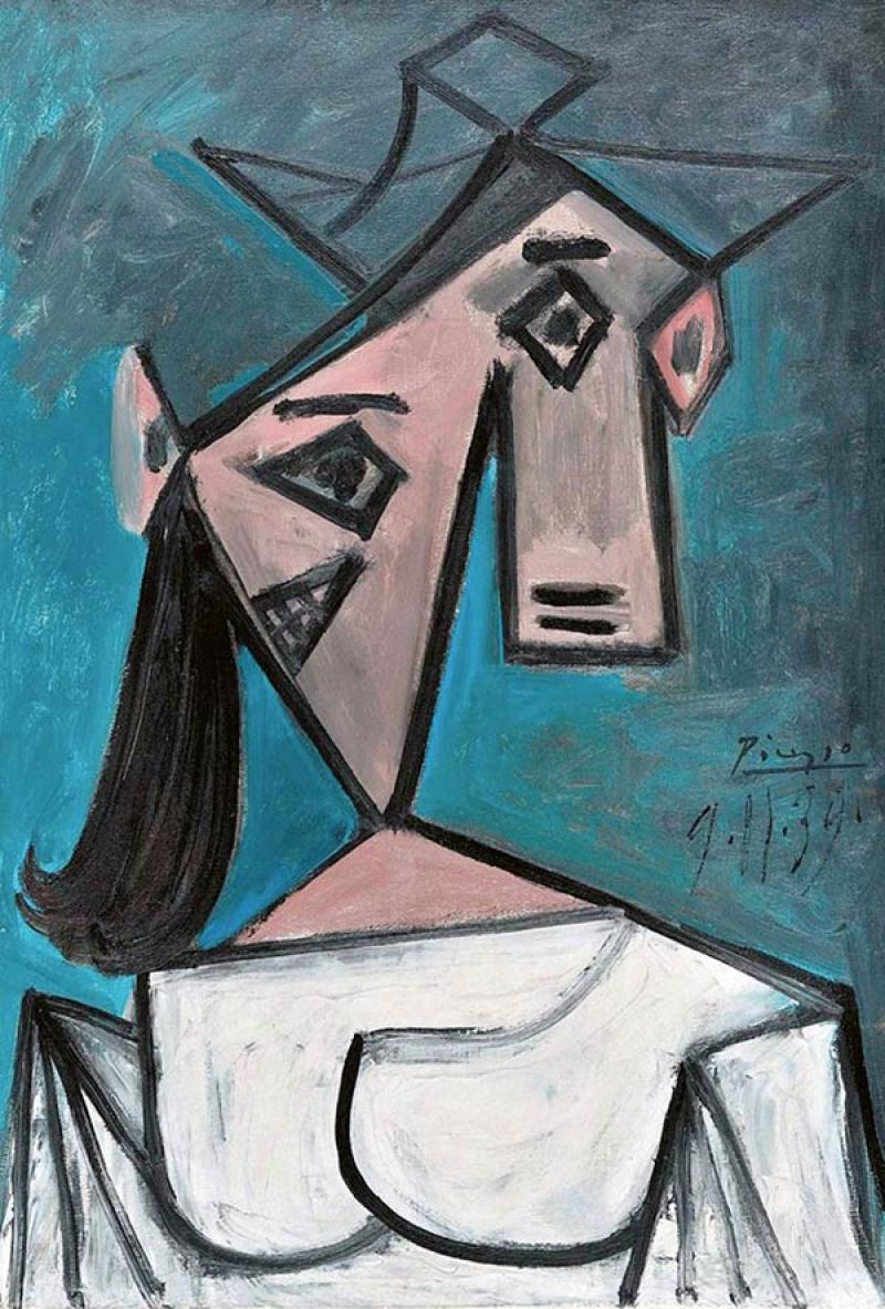 Pablo Picasso, Tête de Femme, 1939, 56 x 40 cm, huile sur toile, collection Galerie nationale d'Athènes - Musée Alexandros Soutzos