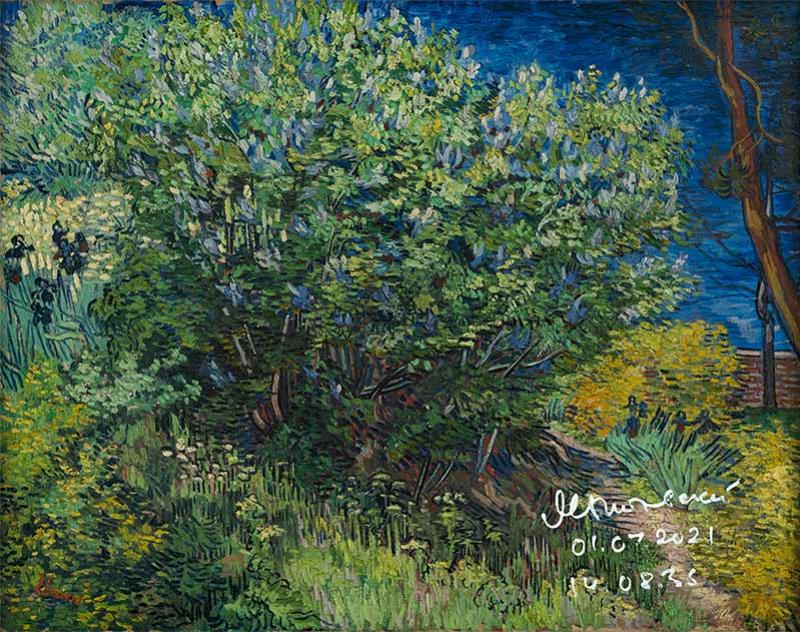 Version digitale des Lilas de Vincent Van Gogh. © Binance NFT / Musée de l'Ermitage