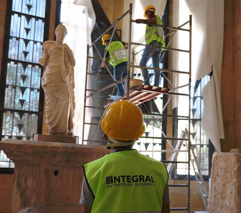 Restauration du musée national de Beyrouth au Liban, coordonnée par l'ALIPH et le Musée du Louvre, en août 2020. © Photo Julien Chanteau