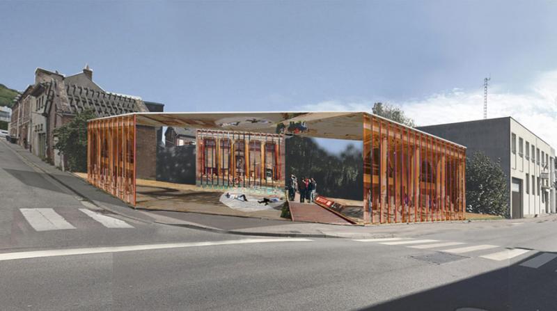 Projet du circuit d'interprétation des sites archéologiques de la cité antique Juliobona. Ici, les thermes. © Die Werft architectes/Kubik studio design