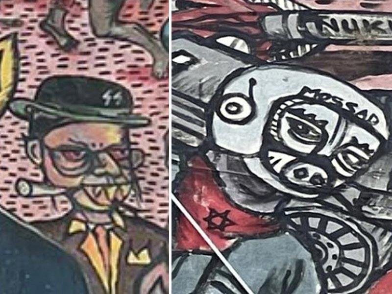 Détails de l'œuvre du collectif indonésien Taring Padi - Capture écran Twitter