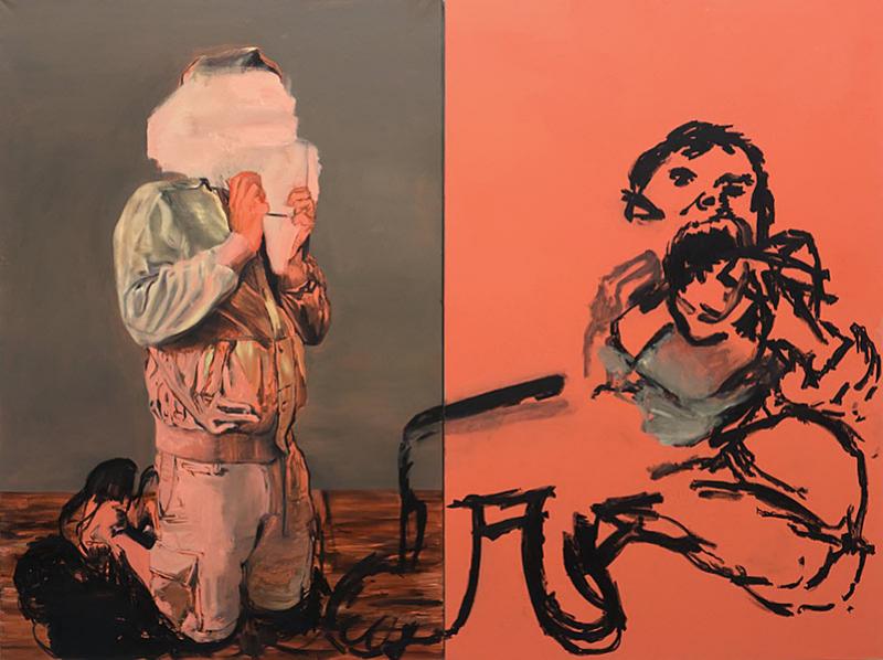 Dora Jeridi, Les mangeurs d'images, 2022, huile sur toile, 195 x 260 cm. Courtesy Emerige