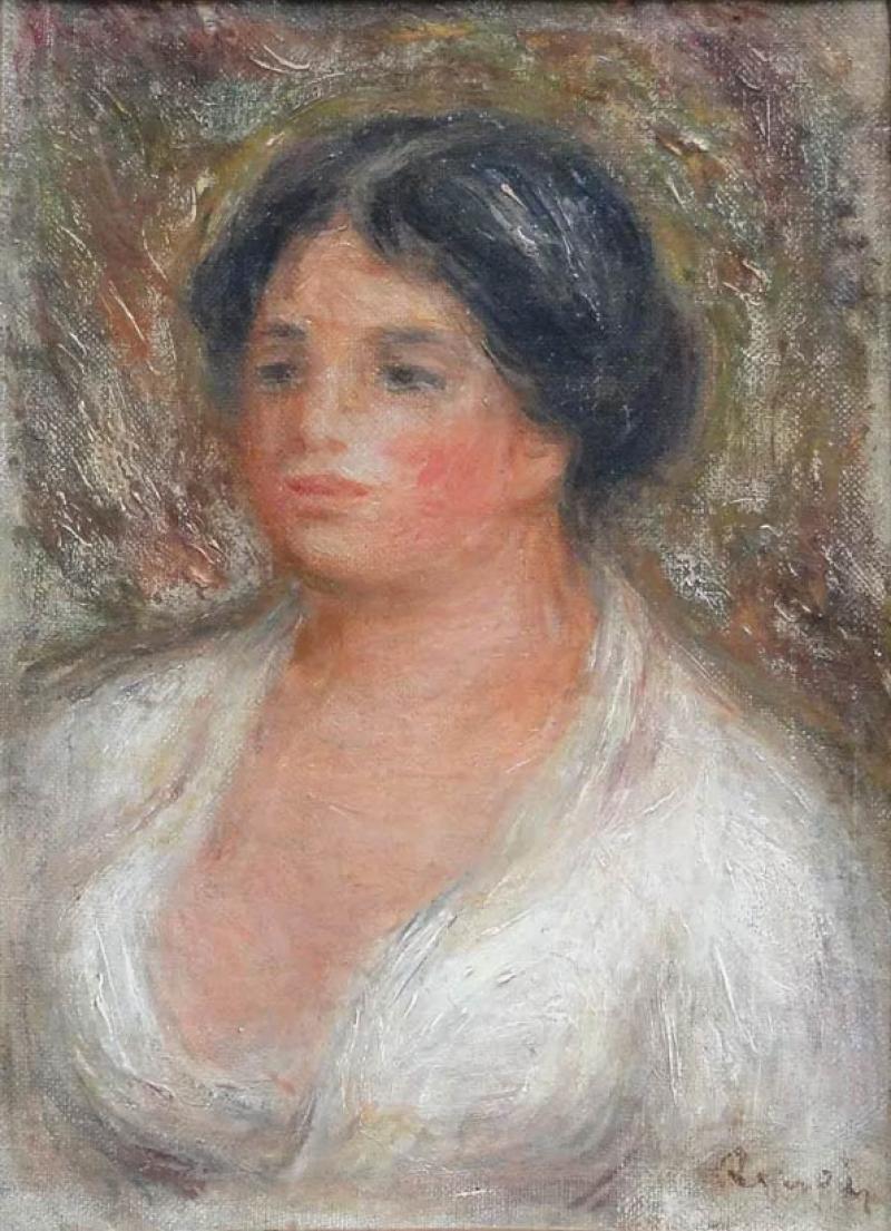 « Portrait de femme (Gabrielle) », attribué avec 80 % de chances à Pierre-Auguste Renoir par une intelligence artificielle développée par Art Recognition. © Art Recognition