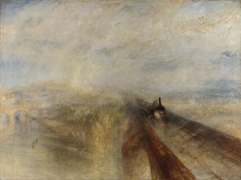 Joseph Mallord William Turner, Pluie, vapeur, vitesse, 1844, huile sur toile, 91 x 121,8 cm © National Gallery, Londres, Licence Domaine Public
